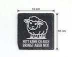 Schiefer Untersetzer Schaf Nett Bringt Nix Spruch - Lustiges Geschenk  – Bild 4