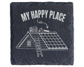 Schiefer Untersetzer Dachdecker My Happy Place - Geschenk für Handwerk – Bild 1