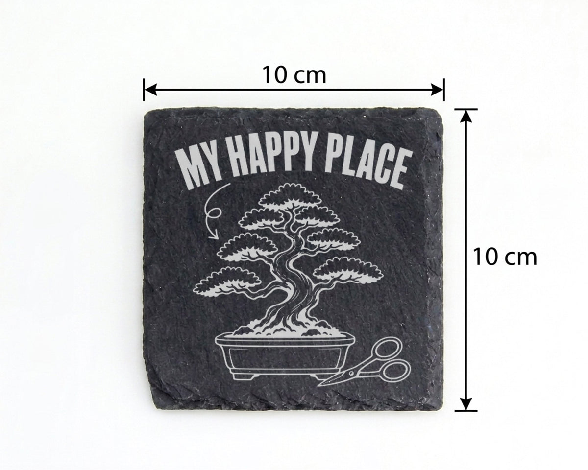 Schiefer Untersetzer Bonsai Baum My Happy Place - Geschenk für Gärtner – Bild 4