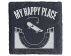 Schiefer Untersetzer Skateboard My Happy Place - Geschenk für Skater J – Bild 1
