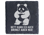 Schiefer Untersetzer Panda Nett Kann Ich Auch Bringt Nix - Lustiges Ge – Bild 1
