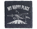 Schiefer Untersetzer Flugzeug My Happy Place - Geschenk Für Piloten Fl – Bild 1