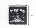Schiefer Untersetzer Flugzeug My Happy Place - Geschenk Für Piloten Fl – Bild 4