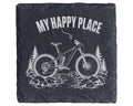 Schiefer Untersetzer Mountainbike My Happy Place - Geschenk für Biker  – Bild 1