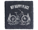 Schiefer Untersetzer Mountainbike My Happy Place - Geschenk für Biker  – Bild 1