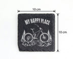 Schiefer Untersetzer Mountainbike My Happy Place - Geschenk für Biker  – Bild 4