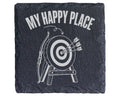 Schiefer Untersetzer Bogenschießen My Happy Place - Geschenk Für Bogen – Bild 1