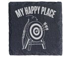 Schiefer Untersetzer Bogenschießen My Happy Place - Geschenk Für Bogen – Bild 1