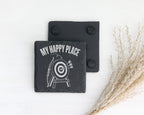 Schiefer Untersetzer Bogenschießen My Happy Place - Geschenk Für Bogen – Bild 2