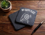 Schiefer Untersetzer Bogenschießen My Happy Place - Geschenk Für Bogen – Bild 5