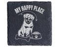 Schiefer Untersetzer Rottweiler My Happy Place Spruch - Geschenk für H – Bild 1