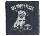 Schiefer Untersetzer Rottweiler My Happy Place Spruch - Geschenk für H – Bild 1