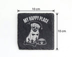 Schiefer Untersetzer Rottweiler My Happy Place Spruch - Geschenk für H – Bild 4