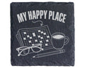 Schiefer Untersetzer Kreuzworträtsel My Happy Place - Geschenk Für Rät – Bild 1