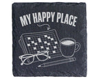Schiefer Untersetzer Kreuzworträtsel My Happy Place - Geschenk Für Rät – Bild 1