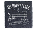 Schiefer Untersetzer Maurer My Happy Place Spruch - Geschenk für Handw – Bild 1