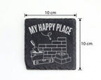 Schiefer Untersetzer Maurer My Happy Place Spruch - Geschenk für Handw – Bild 4