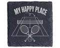 Schiefer Untersetzer Tennis My Happy Place Spruch - Geschenk für Spiel – Bild 1