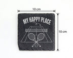 Schiefer Untersetzer Tennis My Happy Place Spruch - Geschenk für Spiel – Bild 4