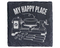 Schiefer Untersetzer Drechselbank My Happy Place - Geschenk für Drechs – Bild 1