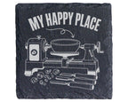 Schiefer Untersetzer Drechselbank My Happy Place - Geschenk für Drechs – Bild 1