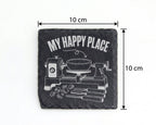 Schiefer Untersetzer Drechselbank My Happy Place - Geschenk für Drechs – Bild 4