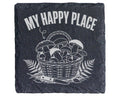 Schiefer Untersetzer Pilze Im Korb My Happy Place - Geschenk für Pilzs – Bild 1