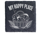 Schiefer Untersetzer Pilze Im Korb My Happy Place - Geschenk für Pilzs – Bild 1