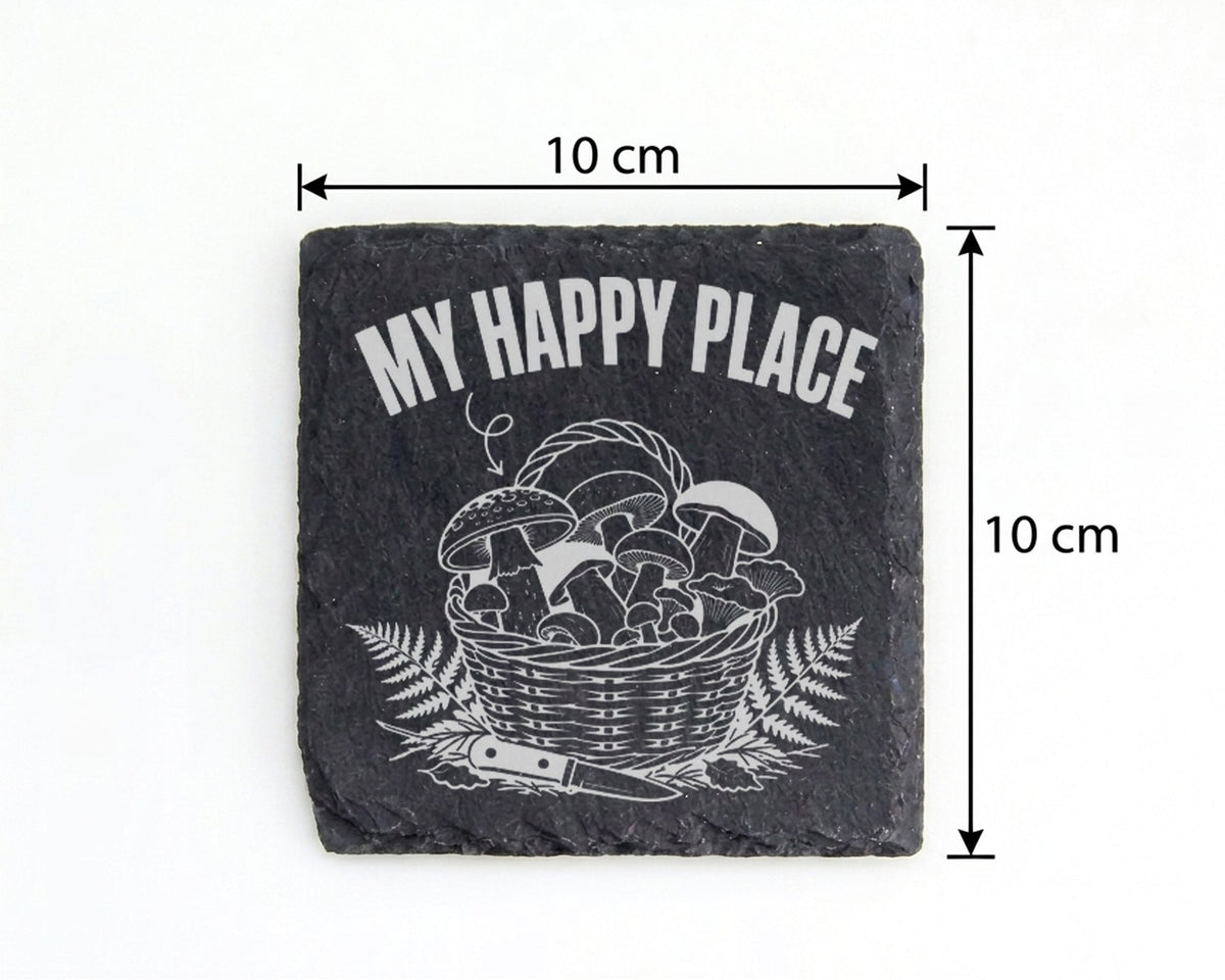 Schiefer Untersetzer Pilze Im Korb My Happy Place - Geschenk für Pilzs – Bild 4