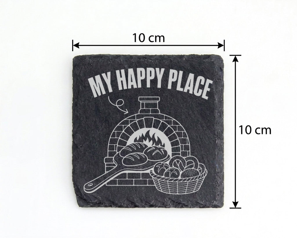 Schiefer Untersetzer Steinofen My Happy Place Brot - Geschenk Für Bäck – Bild 4