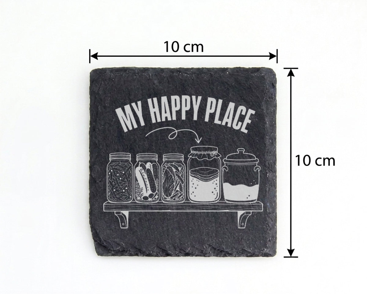 Schiefer Untersetzer Fermentieren My Happy Place - Geschenk für Hobbyk – Bild 4