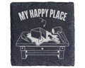 Schiefer Untersetzer Lederwerkstatt My Happy Place - Geschenk für Hand – Bild 1