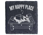 Schiefer Untersetzer Lederwerkstatt My Happy Place - Geschenk für Hand – Bild 1