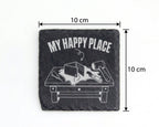Schiefer Untersetzer Lederwerkstatt My Happy Place - Geschenk für Hand – Bild 4