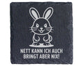 Schiefer Untersetzer Hase Nett Kann Ich Auch Bringt Aber Nix - Lustige – Bild 1