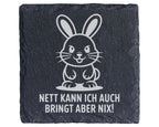 Schiefer Untersetzer Hase Nett Kann Ich Auch Bringt Aber Nix - Lustige – Bild 1