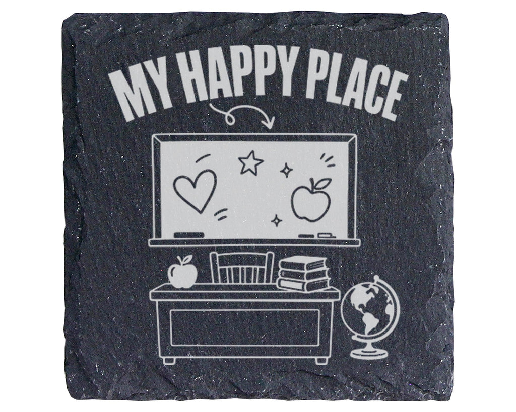 Schiefer Untersetzer Klassenzimmer My Happy Place - Geschenk für Lehre – Bild 1