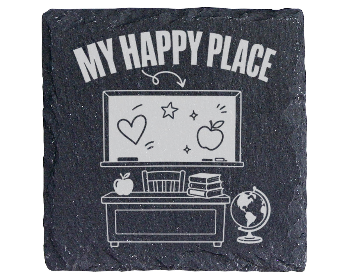 Schiefer Untersetzer Klassenzimmer My Happy Place - Geschenk für Lehre – Bild 1