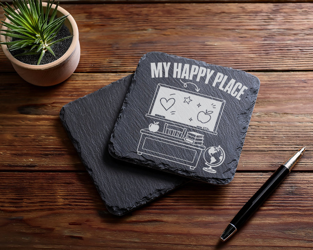 Schiefer Untersetzer Klassenzimmer My Happy Place - Geschenk für Lehre – Bild 5