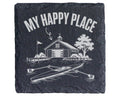 Schiefer Untersetzer Ruderboot My Happy Place Bootshaus - Geschenk für – Bild 1