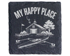 Schiefer Untersetzer Ruderboot My Happy Place Bootshaus - Geschenk für – Bild 1