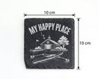 Schiefer Untersetzer Ruderboot My Happy Place Bootshaus - Geschenk für – Bild 4