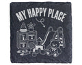 Schiefer Untersetzer My Happy Place Spruch - Geschenk für Kinder Elter – Bild 1