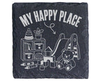 Schiefer Untersetzer My Happy Place Spruch - Geschenk für Kinder Elter – Bild 1