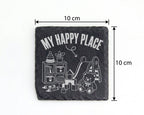 Schiefer Untersetzer My Happy Place Spruch - Geschenk für Kinder Elter – Bild 4