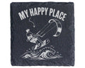 Schiefer Untersetzer Kitesurfen My Happy Place - Geschenk für Wassersp – Bild 1