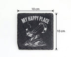Schiefer Untersetzer Kitesurfen My Happy Place - Geschenk für Wassersp – Bild 4