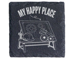 Schiefer Untersetzer Ingenieur My Happy Place - Geschenk für Maschinen – Bild 1