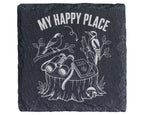 Schiefer Untersetzer Vögel My Happy Place - Geschenk für Vogelbeobacht – Bild 1