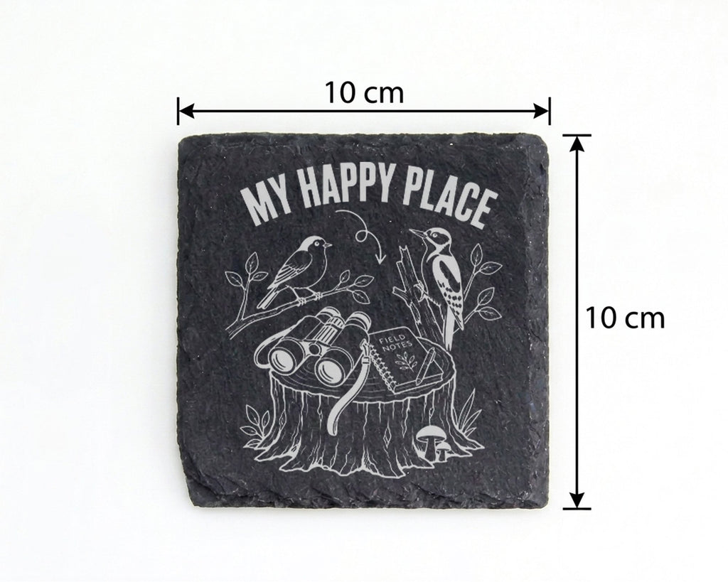 Schiefer Untersetzer Vögel My Happy Place - Geschenk für Vogelbeobacht – Bild 4
